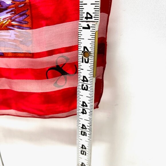 Elegance S.A PARIS   (EE) SCARF 100% SILK  Chiffon Satin  44"x44' Red Floral(32) - Picture 14 of 16